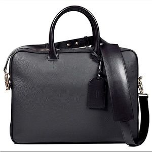 Tom Ford Black Leather Zippered Laptop Briefcase Messenger Bag w/ Gold Hardware